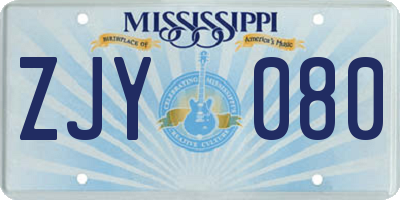 MS license plate ZJY080