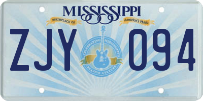 MS license plate ZJY094