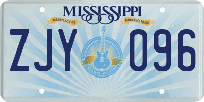 MS license plate ZJY096