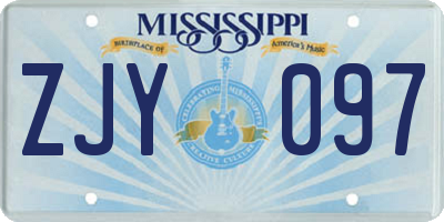 MS license plate ZJY097
