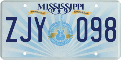 MS license plate ZJY098