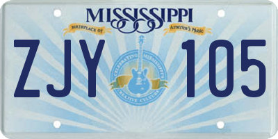 MS license plate ZJY105