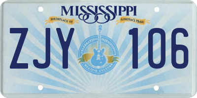 MS license plate ZJY106