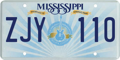 MS license plate ZJY110