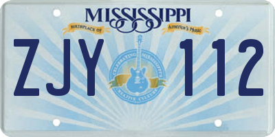 MS license plate ZJY112