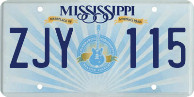 MS license plate ZJY115