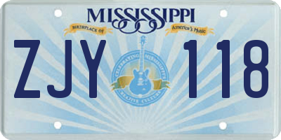 MS license plate ZJY118