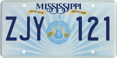 MS license plate ZJY121