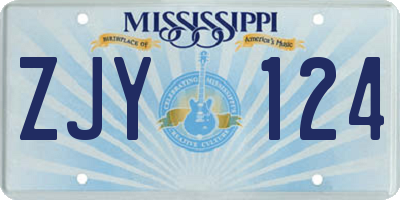 MS license plate ZJY124