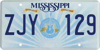 MS license plate ZJY129