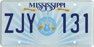 MS license plate ZJY131