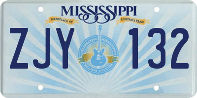 MS license plate ZJY132