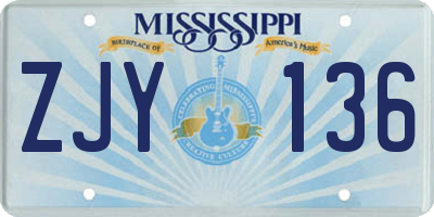 MS license plate ZJY136