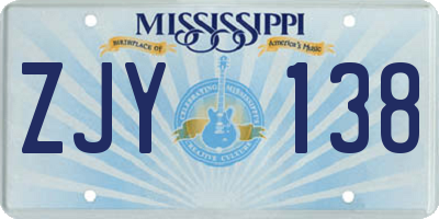 MS license plate ZJY138