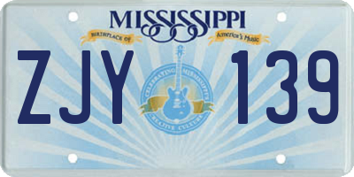MS license plate ZJY139