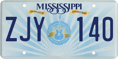 MS license plate ZJY140