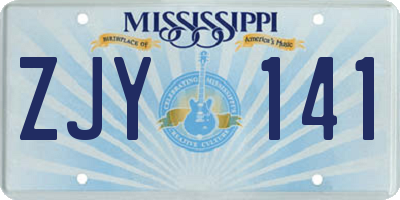 MS license plate ZJY141