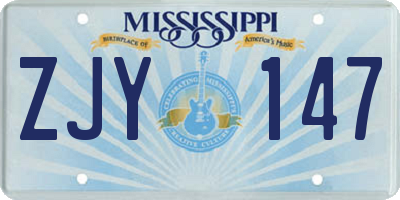 MS license plate ZJY147