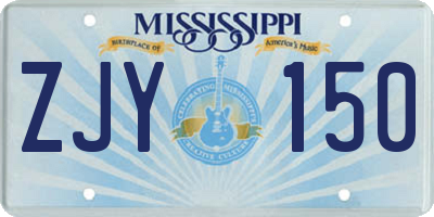 MS license plate ZJY150