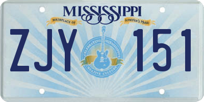 MS license plate ZJY151