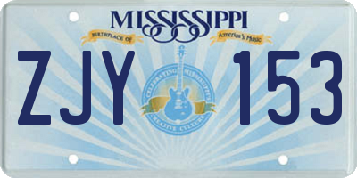 MS license plate ZJY153