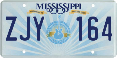 MS license plate ZJY164