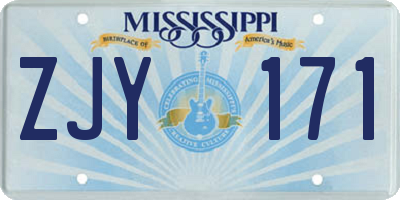 MS license plate ZJY171