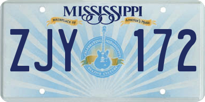 MS license plate ZJY172