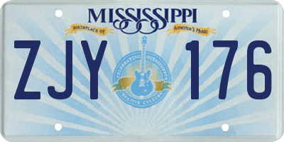 MS license plate ZJY176