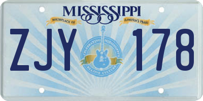 MS license plate ZJY178