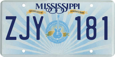 MS license plate ZJY181