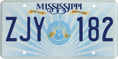MS license plate ZJY182