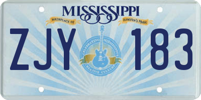 MS license plate ZJY183