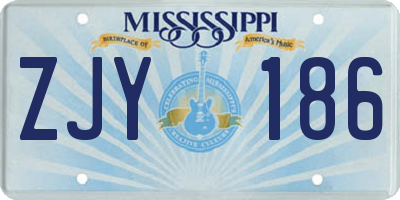 MS license plate ZJY186