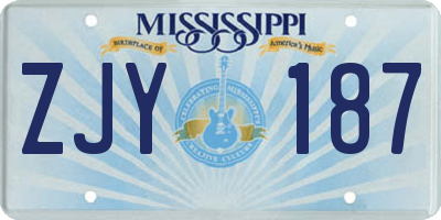 MS license plate ZJY187
