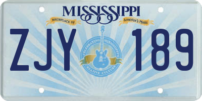 MS license plate ZJY189