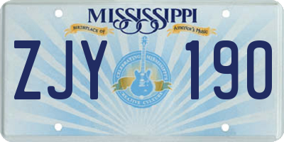 MS license plate ZJY190