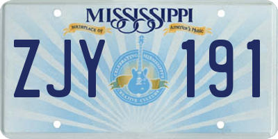 MS license plate ZJY191