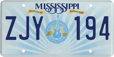 MS license plate ZJY194