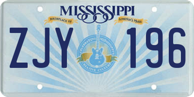 MS license plate ZJY196