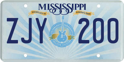 MS license plate ZJY200