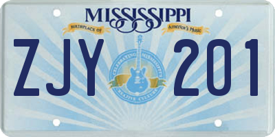 MS license plate ZJY201
