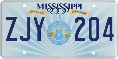 MS license plate ZJY204
