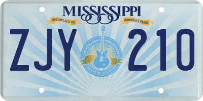 MS license plate ZJY210