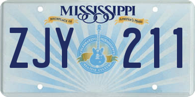 MS license plate ZJY211