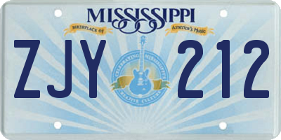 MS license plate ZJY212