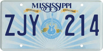 MS license plate ZJY214