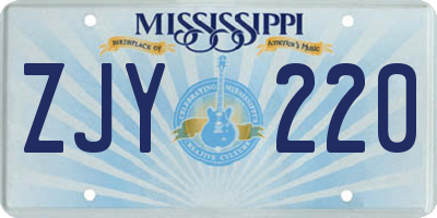 MS license plate ZJY220