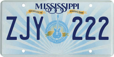 MS license plate ZJY222