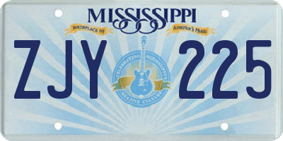 MS license plate ZJY225